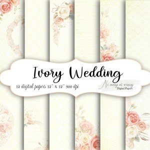Ivory Wedding KWADRAT papiery do druku