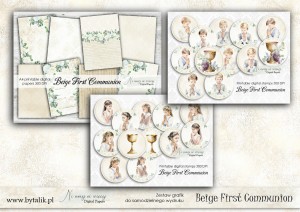 Beige First Communion ZESTAW POWIĘKSZONY A4