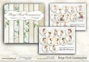 Beige First Communion ZESTAW POWIĘKSZONY Kwadrat