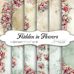 Hidden in Flowers KWADRAT papiery do druku