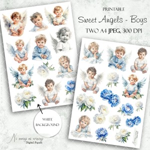 Zestaw grafik "Sweet Angels- Boys" do wydruku 