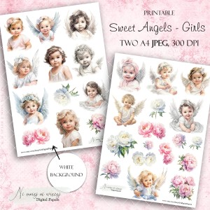Zestaw grafik "Sweet Angels- Girls" do wydruku 