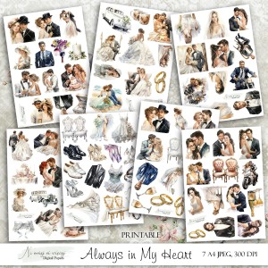 Zestaw grafik "Always in My Heart" do wydruku