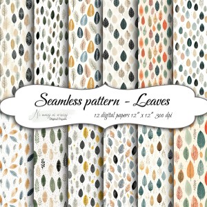 Seamless pattern Leaves  KWADRAT papiery do druku