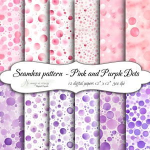 Tła kropki różowe i fioletowe KWADRAT -papiery do druku