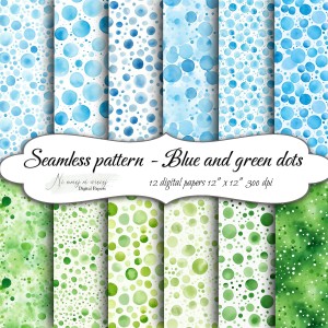 Tła kropki niebieskie i zielone KWADRAT -papiery do druku