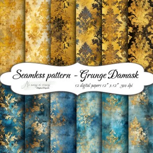 Seamless pattern Grunge Damask KWADRAT papiery do druku
