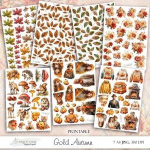Gold Autumn- zestaw grafik jesiennych do druku