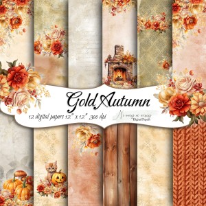 Gold Autumn KWADRAT papiery do druku