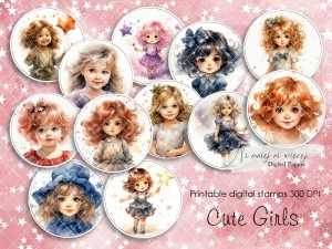 Cute girls stemple do druku