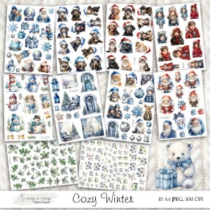 Cozy Winter- zestaw grafik zimowych do druku
