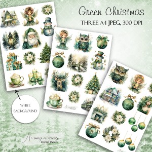 Zestaw grafik "Green Christmas" do wydruku