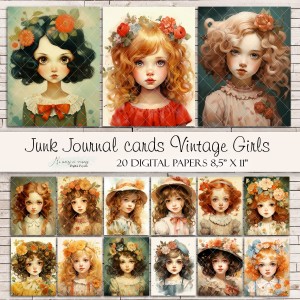 Vintage Girl - tagi / papiery do druku