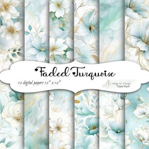 Faded Turquoise - papiery do druku KWADRAT