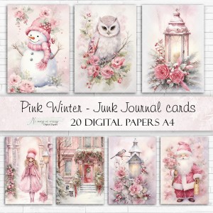 Pink Winter  - tagi / papiery A4 do druku 