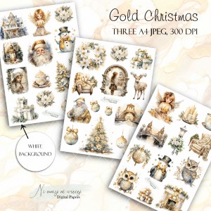 Zestaw grafik "Gold Christmas" do wydruku