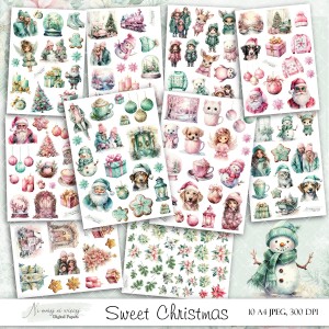 Sweet Christmas- zestaw grafik zimowych do druku
