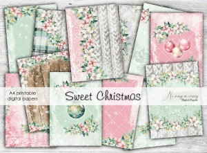 A4 Sweet Christmas- papiery do druku