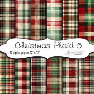 Christmas Plaid 5 - papiery do druku KWADRAT