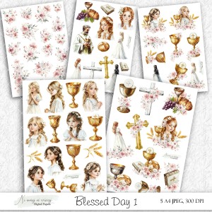 Blessed Day 1 - zestaw komunijnych grafik do druku