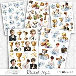 Blessed Day 2 - zestaw komunijnych grafik do druku