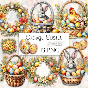 Orange Easter- zestaw grafik do druku