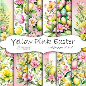 Yellow Pink Easter - papiery do druku KWADRAT