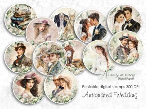 Antiquated Wedding digi stemple ślubne
