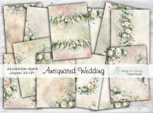 A4 Antiquated Wedding papiery do druku