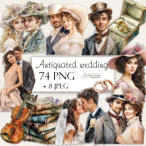 Zestaw grafik "Antiquated wedding" do wydruku