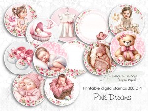 Pink Dreams 1 digi stemple do druku
