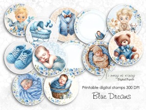 Blue Dreams 1 digi stemple do druku