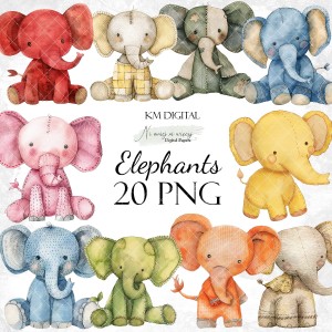 Elephants zestaw grafik do druku