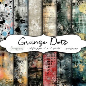 Grunge Dots KWADRAT papiery do druku