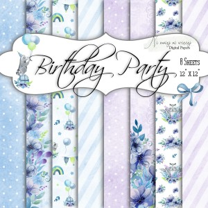 Birthday Party KWADRAT papiery do druku 