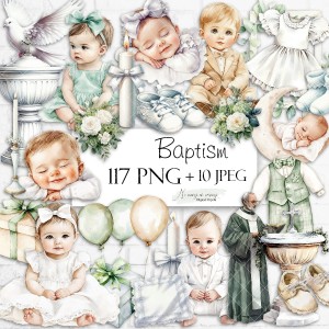 Baptism zestaw grafik na Chrzest Święty do druku