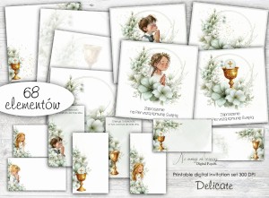 LIMITOWANA SERIA Zaproszenia na Pierwszą Komunię Świętą  DELICATE