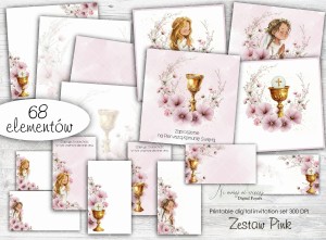 LIMITOWANA SERIA Zaproszenia na Pierwszą Komunię Świętą  PINK