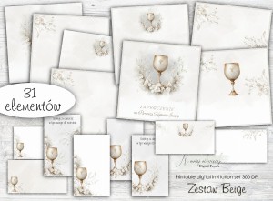 LIMITOWANA SERIA Zaproszenia na Pierwszą Komunię Świętą BEIGE