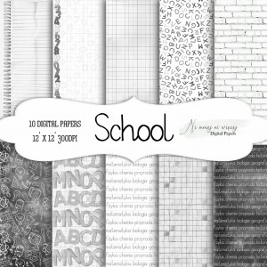 School czarno białe KWADRAT - papiery do druku