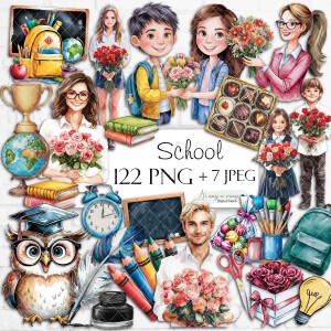 School zestaw grafik szkolnych do druku 