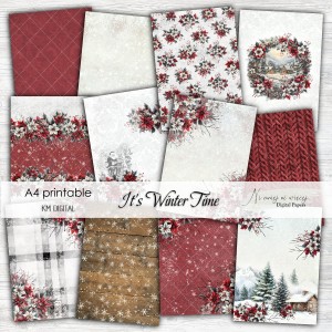 A4 It's Winter Time- papiery do samodzielnego druku