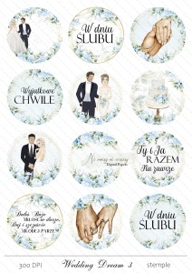 Wedding Dream 3 digi stemple ślubne niebieskie