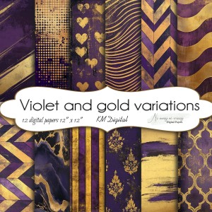 Violet and Gold variations KWADRAT papiery do druku