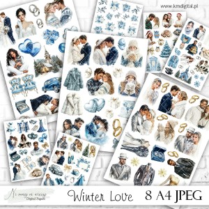 Winter Love- zestaw grafik  do druku