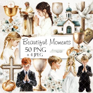 Beautiful Moments - zestaw grafik Komunijnych do druku