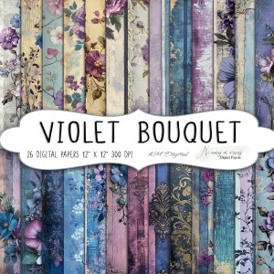 Violet Bouquet KWADRAT papiery do druku
