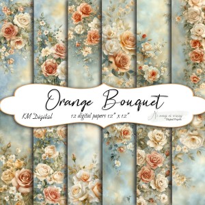 Orange Bouquet KWADRAT papiery do druku
