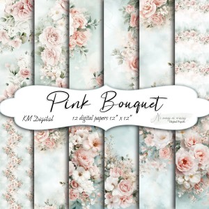 Pink Bouquet KWADRAT papiery do druku