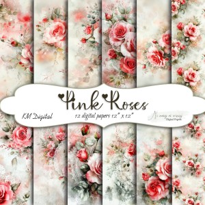 Pink Roses KWADRAT papiery do druku